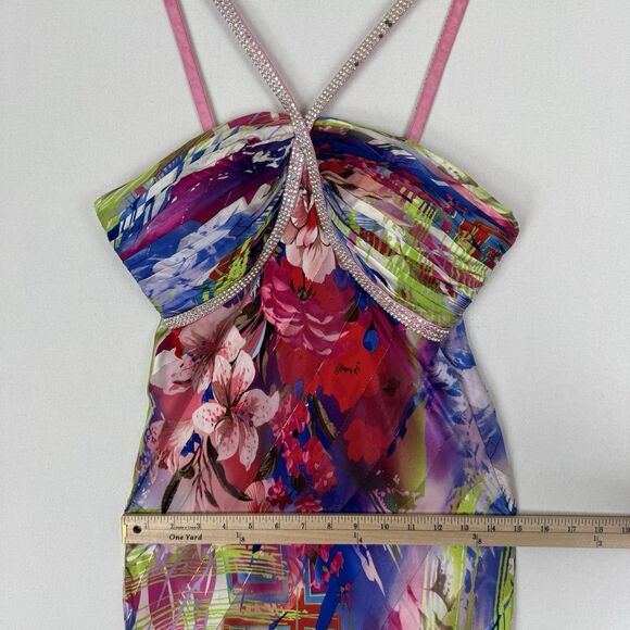 Vtg Cache Dress Womens 6‎ Floral Floor Length Gown Silk Chiffon Remnants FLAWED - Picture 10 of 16